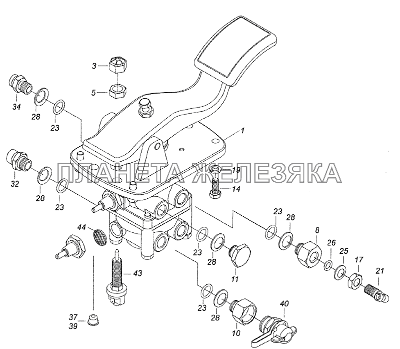 65115-3500014 Установка двухсекционного тормозного крана КамАЗ-6522 (Euro-2, 3)